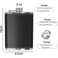 8 Oz Leather Wrap Flask Gift Set With 2 Cups & 1 Funnel