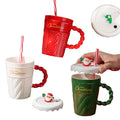 Creative Christmas Covered Straw Ceramic Mug
