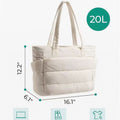 Lightweight Quilted Puffer Tote Bag With Zipper