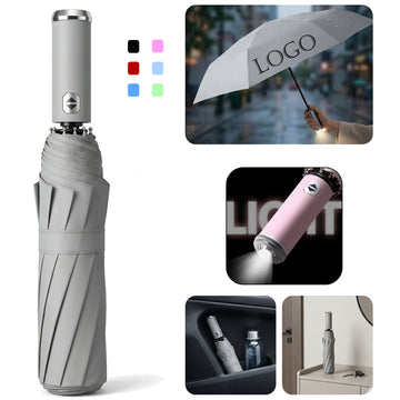 LED Flashlight Auto Open/Close Folding Umbrella
