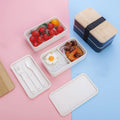 Stackable Double-Layer Lunch Box With Bamboo Lid Lunch Set