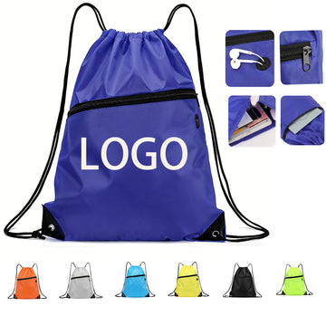 Sport Zipper Pocket Drawstring Backpack
