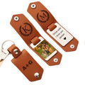 Metal Heat Transfer Blank Keychains with Leather Cover