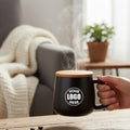 Custom Ceramic Coffee Cup With Bamboo Lid