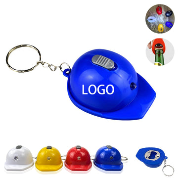 Mini Led Helmet Keychain With Bottle Opener