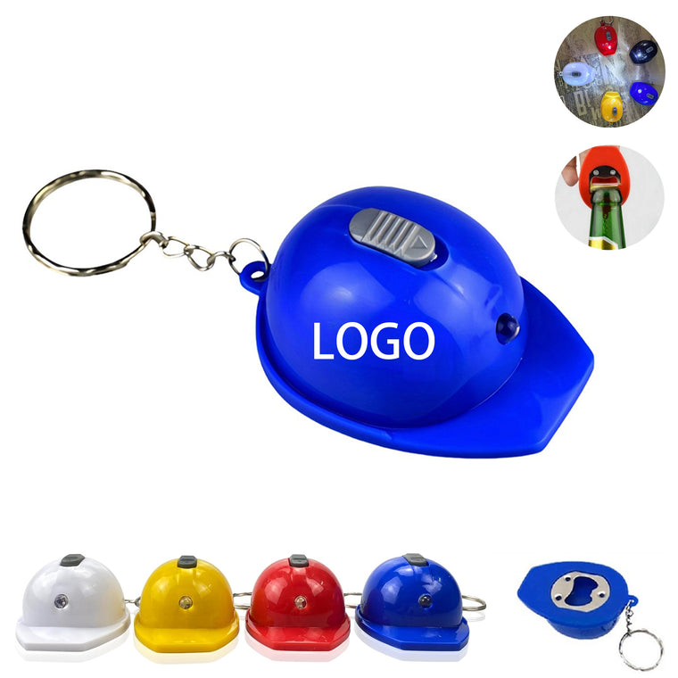 Mini Led Helmet Keychain With Bottle Opener