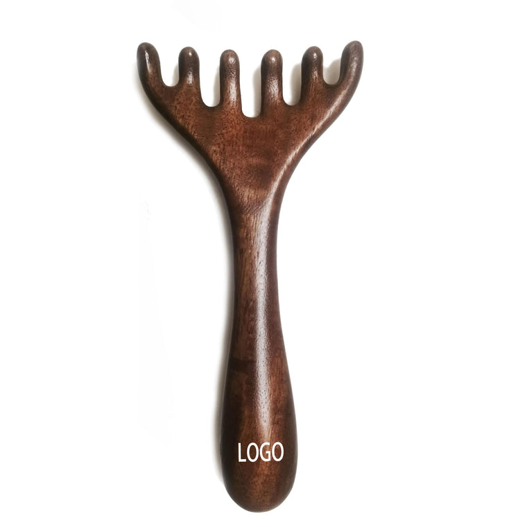 Portable Wooden Head Massage Scratcher Comb