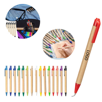 Retractable Push-Action Cardboard Ballpoint Pen