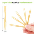 100 Pcs 3.5 Inch Bamboo Appetizer Forks Set