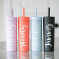 16Oz Skinny Double Wall Acrylic Tumblers With Straws