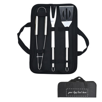 3 Piece Stainless Steel Grill Tool Set With Storage Bag