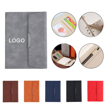 A5 Leather Three-fold Business Loose-Leaf Notebook