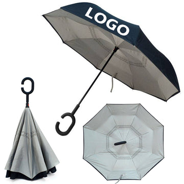 Inversion Auto Open Umbrella w/ C-Shape Handle