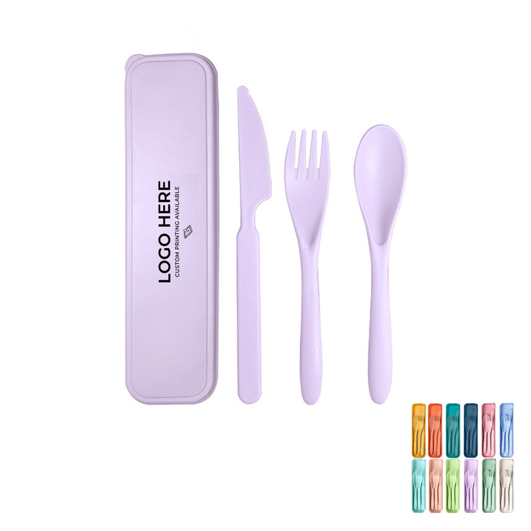 Reusable Wheat Straw Cutlery Set With Portable Case