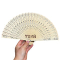 8 Inch Wooden Carved Handheld Folding Fan