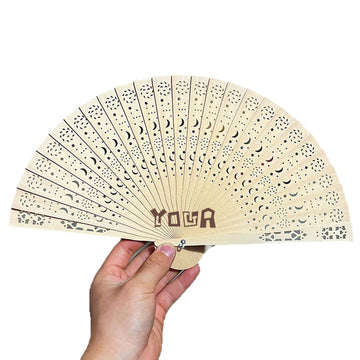 8 Inch Wooden Carved Handheld Folding Fan
