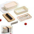 2 Layers Compartment Lunch Bento Box W/ Bamboo Lid & Cutlery