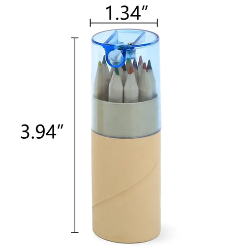 12 Colored Pencils In Tube W/Sharpener