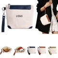 Custom Logo Mini Canvas Tote Bag With Pu Wrist Strap