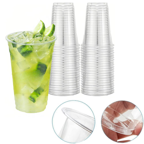 16 OZ Clear Plastic Drinking Disposable Cups Eco-Friendly