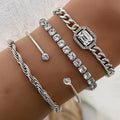 Diamond-encrusted Alloy Bracelet Set