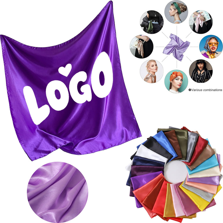 35''X35'' Women's Full Color Printed Glossy Satin Fabric Bandanna Head Scarf