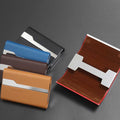Stainless Steel Business Card Holder with Leather Case