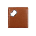 2 in 1 Square Leather Coaster Bottle Opener