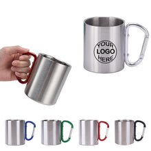 12 Oz Stainless Steel Camping Mug With Carbiner
