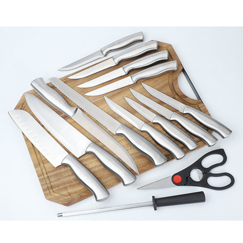 15-Piece Stainless Steel Kitchen Knife Block Set