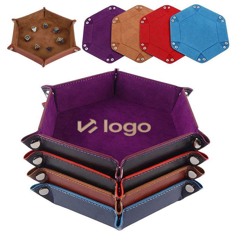 Hexagonal Velvet Dice Tray-Foldable Storage Case