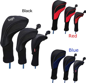 Golf Club Head Covers 3-Piece Set with Replaceable Labels