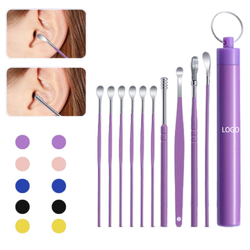 10Pcs Portable Stainless Steel Ear Scoop Set W/ Storage Box