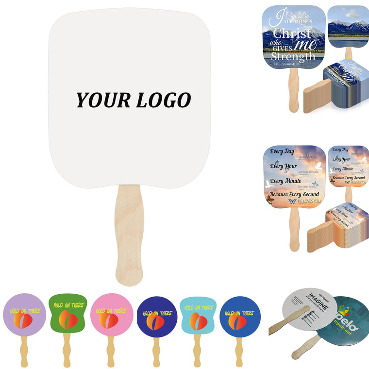 Custom Wooden-Handled Paper Fans
